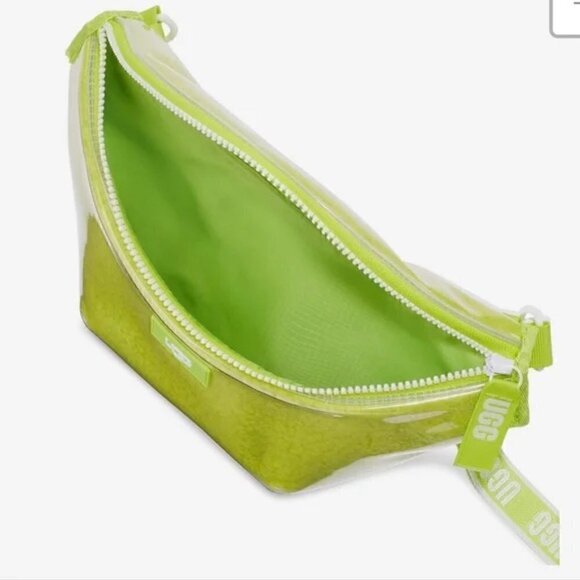 Ugg Green Neon Nasha Plush Clear Belt Bag Fanny Pack Waist Pack - Picture 5 of 8